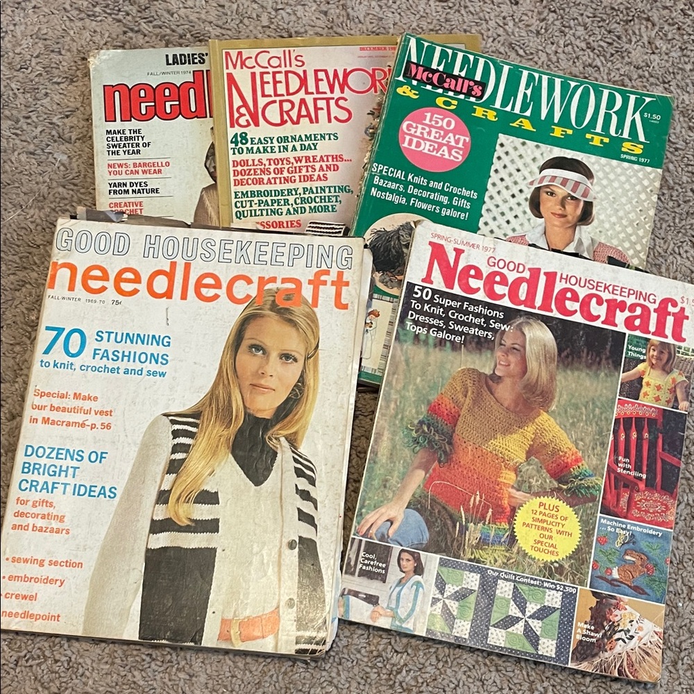 Five Vintage‎ Needlecraft Magazines